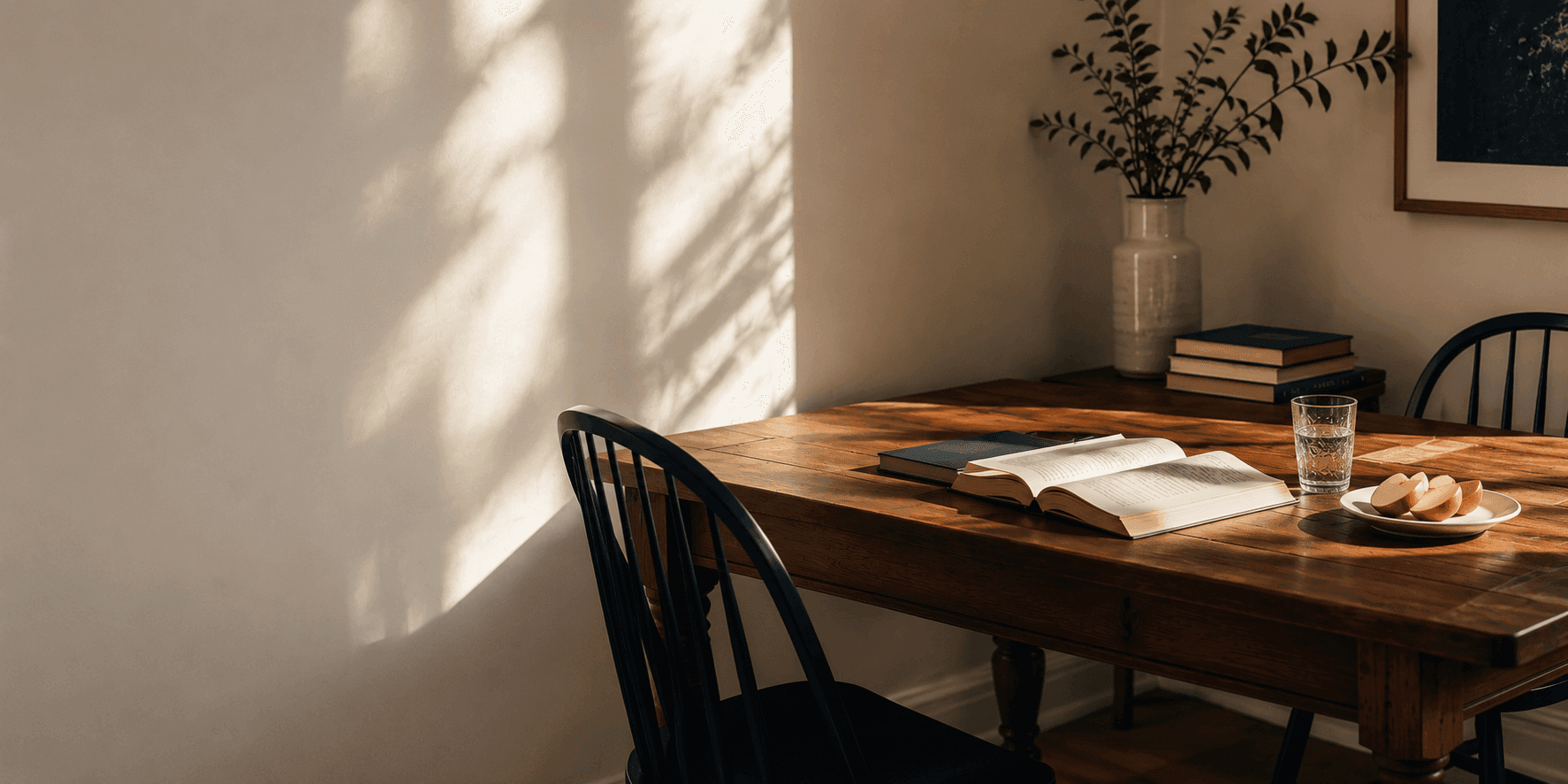 A quiet study environment bathed in natural light